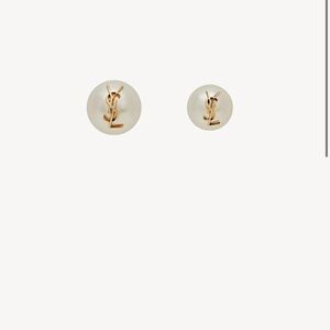 Yves Saint Laurent Gold Monogram Pearl Earrings